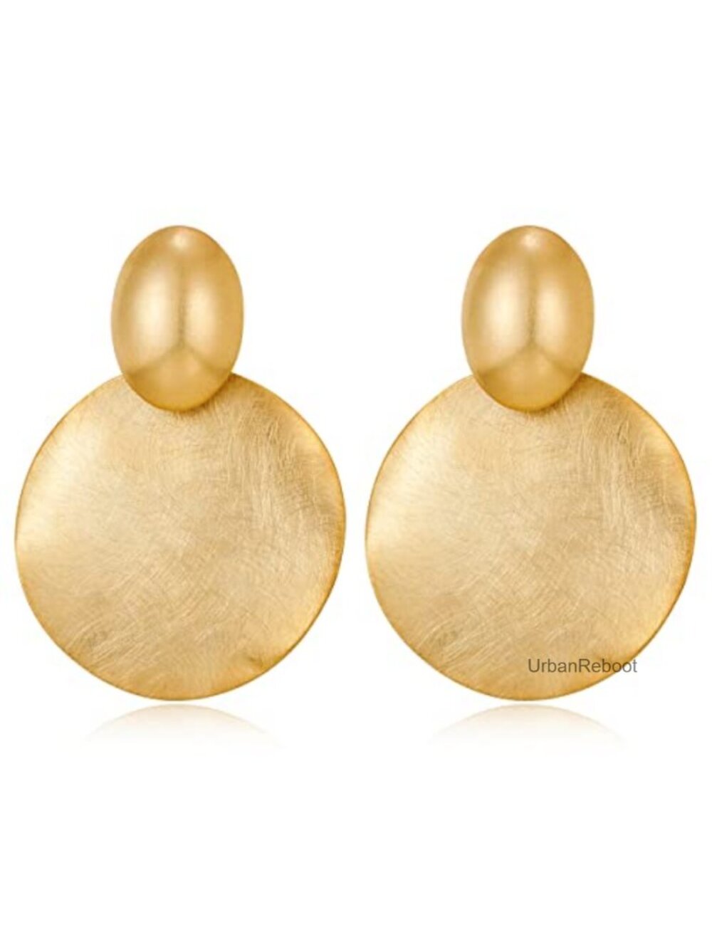 Hammered Brass Statement Disc Drop Dangle Earrings for Women Large Geometric